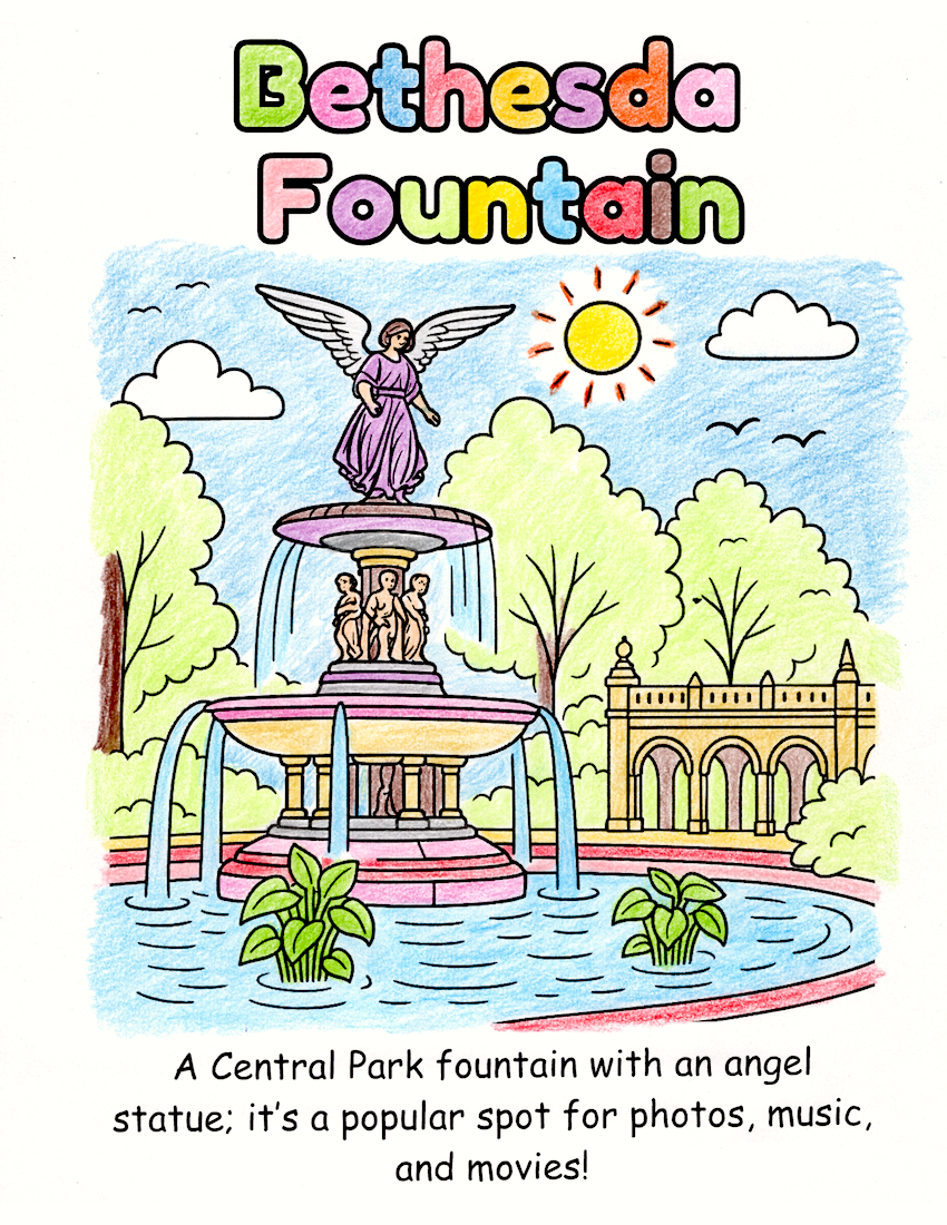 NYC Bethesda Fountain coloring fun